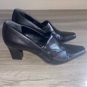Vintage Black Leather Pump Heels